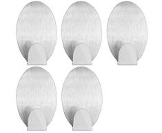 mumbi Handtuchhalter selbstklebend Handtuchhaken ohne Bohren Klebehaken oval Edelstahl 5 Stück