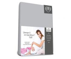 Bed-Fashion Spannbettlaken für Doppelbett, Jersey, Silber grau, Einzelbett, 90 x 200 cm
