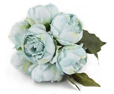 Louiesya Künstliche Blumen Pfingstrosen Pflanzen Seidenblumen-Arrangements Hochzeit Bouquets Dekorationen Kunststoff Floral Tisch Tafelaufsatz Home Küche Garten Party Dekor himmelblau