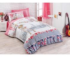 Eponj Home Steppdecke King Size 240 x 220 cm Rosa Bianco Blu Scuro