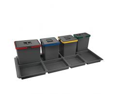 ELLETIPI Metropolis ptc28 12050 1 F C10 PPV Mülleimer Mülltrennung-Schublade, grau, 111 x 46 x 28 cm