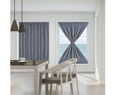 Piccocasa Eleganter Verdunkelungsvorhang, französischer Türvorhang – Verdunkelungsvorhang mit Raffhaltern, 2 Paneelen W54 x L72 Inch dunkelgrau