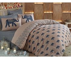 Eponj Home Bettwäsche-Set für Doppelbett 220 x 220 cm Blau/Beige