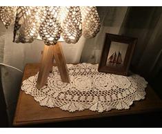 Damanni Tischläufer, oval, Baumwolle, handgefertigt, Häkelspitze, 30,5 x 61-137,1 cm, für Couchtisch, Kommode, Schal, Dekoration Garten 12x24 Inch beige