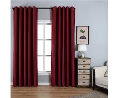 Dreaming Casa Zwei scheibenelementen Rod Pocket massiv Verdunkelungsvorhang Schlafzimmer Vorhänge, Polyester-Mischgewebe, burgunderfarben, Grommet Top-2*(52 W x 96 L)