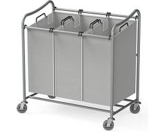 Simple Houseware Wäschesortierer, 3 Beutel Silber