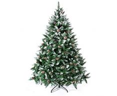 Senjie Künstlicher Weihnachtsbaum, beflockt, mit Tannenzapfen, ca. 1,7 m, ohne Beleuchtung 5 Foot grün