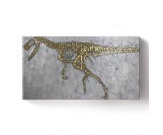 Libaoge Ölgemälde mit Holzrahmen, Motiv Baby Boy Touching Trex Dinosaurier im Wald 8x16 Art 02