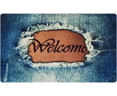 deco-mat Designer Fussmatte für Haustür, Flur, Innen und Aussen | Fussmatten rutschfest und waschbar | Praktische Schmutzfangmatte – Fußabtreter | Fussabstreifer – BLAU 75 x 120 cm