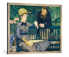Gerahmtes Bild von Edouard Manet Das Ehepaar Guillemet im Gewächshaus, Kunstdruck im hochwertigen handgefertigten Bilder-Rahmen, 100x70 cm, Silber Raya