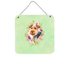 Carolines Treasures Walisischer Terrier, grüne Blumen, Türaufhänger, Wanddekoration, mehrfarbig