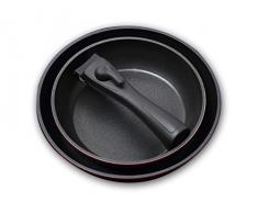 Bergner Click & Cook Pfannen-Set mit abnehmbarem Griff, aus geschmiedetem Aluminium, Rot, 25 cm