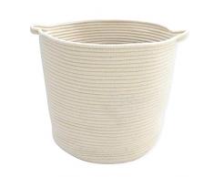 Berry Ave Flechtkorb, aus 100% Baumwolle, große Aufbewahrungskörbe, ideal für Wäsche, Bettlaken, Kissen, Boden, Spielzeug und mehr – Deckenkorb mit einfachen Tragegriffen