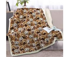 BlessLiving Fuzzy Hundedecke für Kinder, Erwachsene, süße Welpe, Fleece-Decke, wendbar, Tier-Muster, Sherpa, Mikrofaser, Cockapoos, Twin/Double (150x200cm)