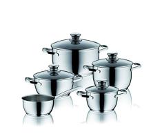 Kela 11990 Kochtopf-Set, 5tlg., 4 Glasdeckel, Edelstahl, Induktionsgeeignet, Dijon