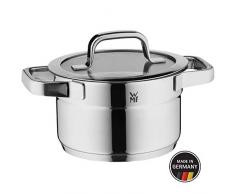 WMF Compact Cuisine Kochtopf, hoch 16cm, Glasdeckel, Fleischtopf 2,0l, Cromargan Edelstahl poliert, Innenskalierung, stapelbar, Topf Induktion, unbeschichtet