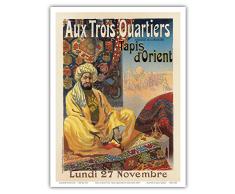 Tapis D ORIENT AUX Trois Quartiers, Oriental Teppich Exhibit bei Trois Quartiers Showroom, Boulevard de la Madeleine, Paris, Frankreich; Belle Epoque, Art Nouveau, Art Deco; – Französischer Vintage Werbung Poster Les MAITRES