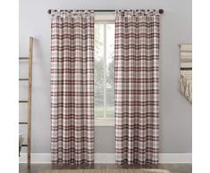 Nr. 918 Blair Farmhouse Plaid halbtransparenter Schlaufenvorhang, 132 x 160 cm, Anthrazit/Ecru 52 x 84 Panel Rot/Ecru Off-White