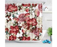 LB Duschvorhang, Tropische Pflanzen, Palmenblätter, Grün Modern 72Wx72H Red 10497