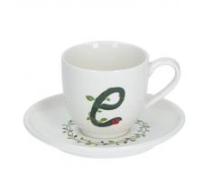 PORCELLANA Solotua Kaffeetasse mit Untertasse Buchstabe E 85 ml in Geschenkbox