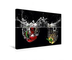 Premium Textil-Leinwand 45 x 30 cm Quer-Format Paprika Wasser | Wandbild, HD-Bild auf Keilrahmen, Fertigbild auf hochwertigem Vlies, Leinwanddruck von Früchtefreund