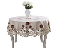 Luxus Durchbrucharbeit handgefertigt Stickerei Floral Jacquard Tischdecken,, weiß, Round diameter 86(220cm)