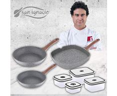 San Ignacio Pfannen-Set, Granit, 3-teilig Set + Brotdosen 20-26-28 cm