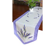GRANDDECO Sommer-Tischläufer, Lavendel/Zitrone, Bestickt und Bedruckt, Lavendel-Kleiderschal, Tischdekoration, für Zuhause, Küche, Esszimmer, Tischdekoration, Lavendel, Runner 13x54
