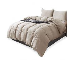 KASENTEX Bettbezug, 100% Gewaschene Mikrofaser, sehr weich, luxuriös, luxuriös, mit Reißverschluss und Eckbändern Twin/Twin XL Set Camel