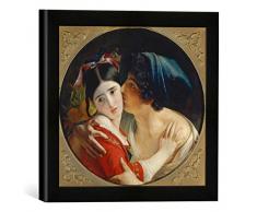 Gerahmtes Bild von Viktor Borissow-Mussatow Herbstmelodie - Paar im Garten, Kunstdruck im hochwertigen handgefertigten Bilder-Rahmen, 30x30 cm, Schwarz matt