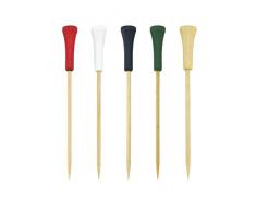 BambooMN Dekorative Golf End Sport Bambus Cocktail Obst Sandwich Picks Spieße Catered Events, Urlaub, Restaurants, Buffet Party Supplies, 100 Stück, Rot/Weiß/Blau 6.7 (17cm) 5 Piece Assorted