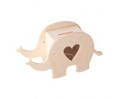 Rayher 62967505 Holz Spardose Elefant, FSC 100%, natur, 16,4x5,5x9cm