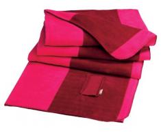 YOUNG GENERATION YH 161016 Fleecedecke Streifen rosa 1,80m x 2,20m aus 100% Polyester mit Fernbedienungstasche und Fußtasche