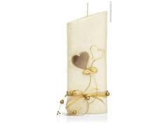 Wiedemann Hochzeitskerze Perlmutt Creme, Wachs, Gold, 22 x 8.5 cm