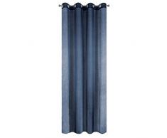 Design91 Glatt Transparent 8 Ösen Weich Vorhänge Gardinen Modern Schlicht Schlafzimmer Kinderzimmer Wohnzimmer, Marineblau, 140X250cm