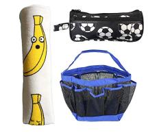 Best Trendy Choices Fußball-Reisetasche, Handtuch und Duschkorb mit 2 Reißverschlüssen