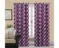 All American Collection Graphic Ogee Blackout Vorhang Panels | 2 Stück | 213,4 cm Licht blockierender Vorhänge 55 x 84 Violett