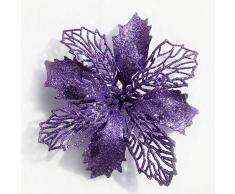 Mobuy Weihnachtsstern Weihnachtsdekoration Weihnachtsblumen Glitzer Weihnachtsbaumschmuck und Ornamente (12 Stück) 6.2 violett
