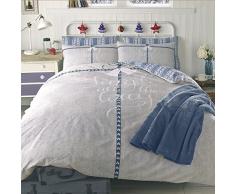 Dreamscene Jingle All The Way Bettwäsche-Set, mit Kissenhülle, für Doppelbett, Blau