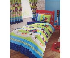 Kids Club Bettbezug-Set, Bagger und Lastwagen, für Jungen, Marineblau/Grün, für Doppelbett