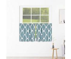 Melodieux marokkanische modische Vorhänge für Küche, geometrische Gitterstäbe, Vorhänge für Café, Badezimmer, kleine Fenster Tiers-24 L blaugrün