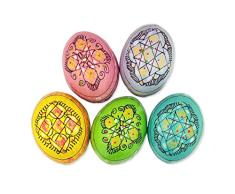 Needzo Pysanki Pysanki Ostereier aus Holz, 6 cm, 5 Stück