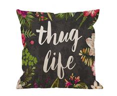 hgod Designs Überwurf Kissen Fall Blumen Thug Life Baumwolle Leinen Quadratisch Kissenbezug Standard Kissenbezug für Männer Frauen Kinder Home Dekorative Sofa Sessel Schlafzimmer Wohnzimmer 45,7 x 45,7 cm