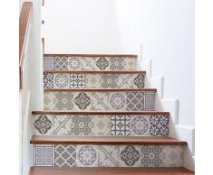 Aufkleber Treppe Fliesen | Sticker Selbstklebend contremarche kariert von Zement – Sticker contremarche Fliesen | Treppe kariert von Zement Klebeband – AZULEJOS – 15 x 105 cm – 6 Streifen