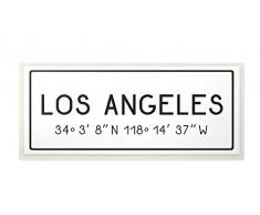 Die Stupell Home Decor Kollektion Teller City Koordinaten Los Angeles Wandschild Art, 7 x 0,5 x 17, Stolz Made in USA, Holz, Multi, 17.78 x 1, 27 x 43,18 cm