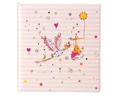 Goldbuch Babyalbum, Adebar Rosa, 30 x 31 cm, 60 weiße Seiten mit Pergamin-Trennblättern, Kunstdruck mit Goldprägung, Rosa/Grün, 15445
