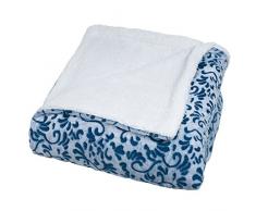 Bedford Home Botanical Fleecedecke mit Sherpa Full/Queen blau