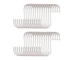 uxcell S-förmige Haken zum Aufhängen von Kleiderhaken, 304 Edelstahl, silberfarben, für Zuhause und Küche 75x45mm 30 Stück