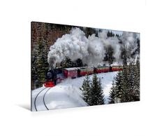 Calvendo Premium Textil-Leinwand 120 cm x 80 cm quer, Die Brockenbahn | Wandbild, Bild auf Keilrahmen, Fertigbild auf echter Leinwand, Leinwanddruck Menschen Menschen