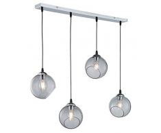 Reality Leuchten Pendelleuchte Clooney R30074054, Metall Chrom, Glas rauchfarbig, exkl. 3x E27